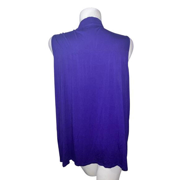 Chico's Jacket Sz L (2) Purple Sleeveless Lightweight Open Drape Vest Slant Hem - Picture 5 of 6